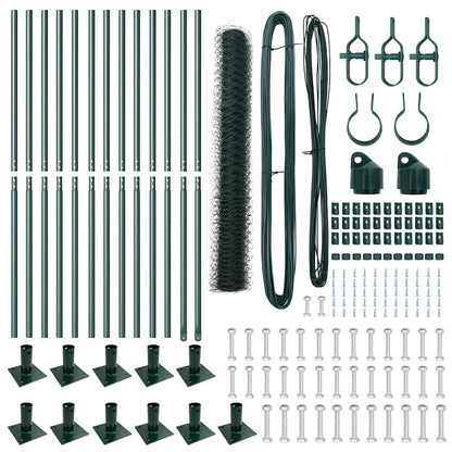 Zaunpfosten Grün 25 x 1 m (50 mm Maschen) Stahl