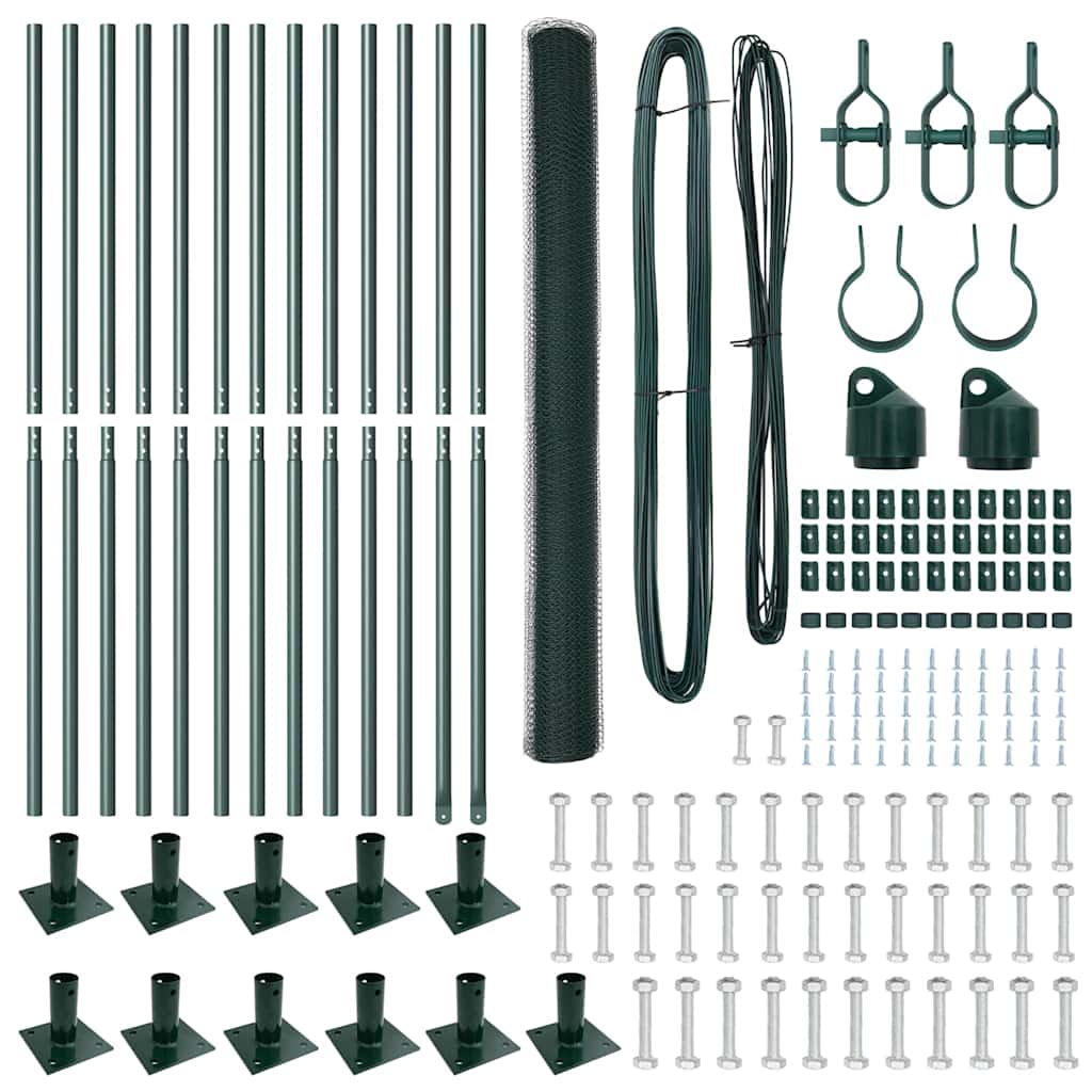 Zaunpfosten Grün 25 x 1,4 m (13 mm Mesh) Stahl und PVC