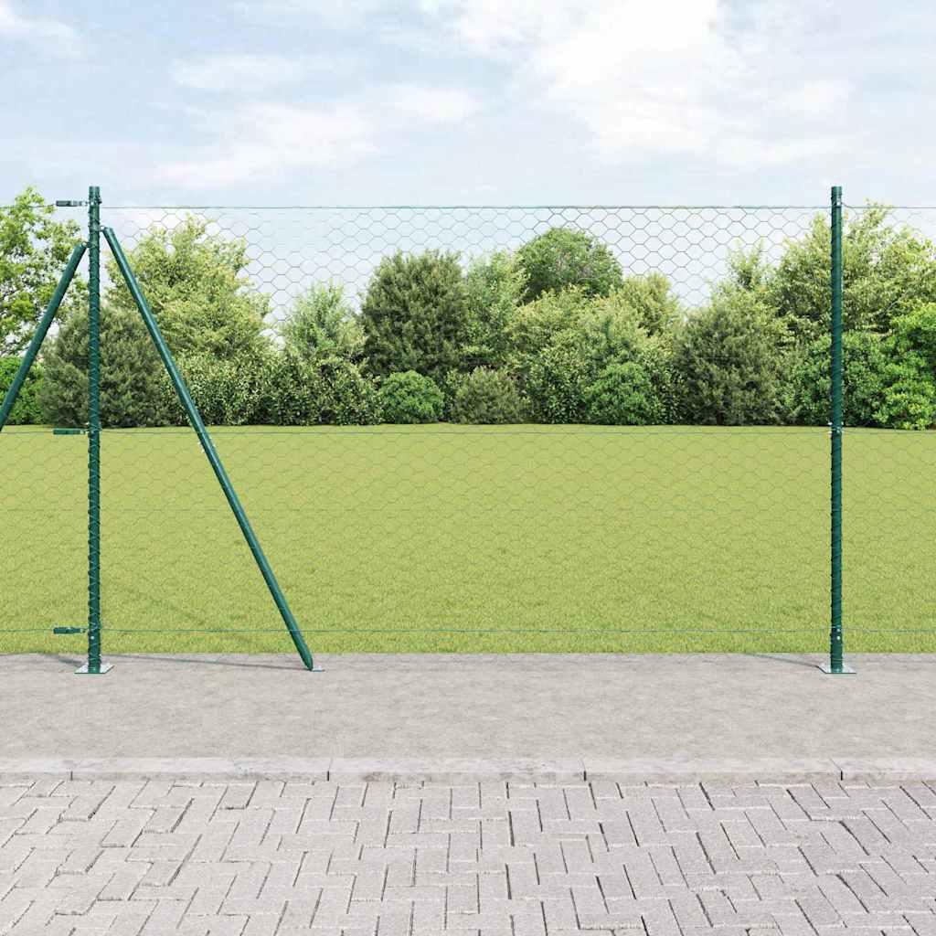 Zaunpfosten Grün 25 x 1,4 m (50 mm Mesh) Stahl und PVC