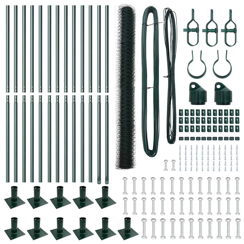 Zaunpfosten Grün 25 x 1,6 m (36 mm Mesh) Stahl und PVC