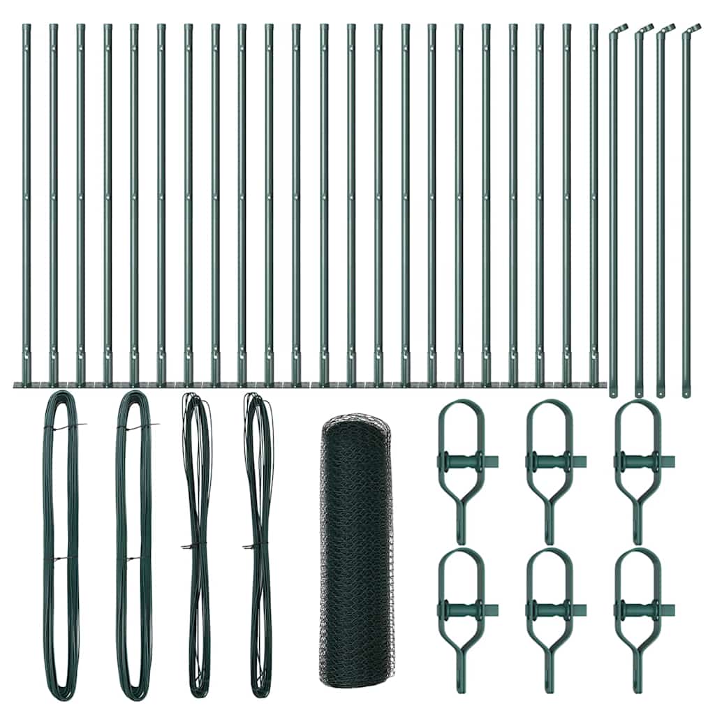 Zaunpfosten Grün 50 x 1 m (13 mm Maschendraht) Stahl und PVC