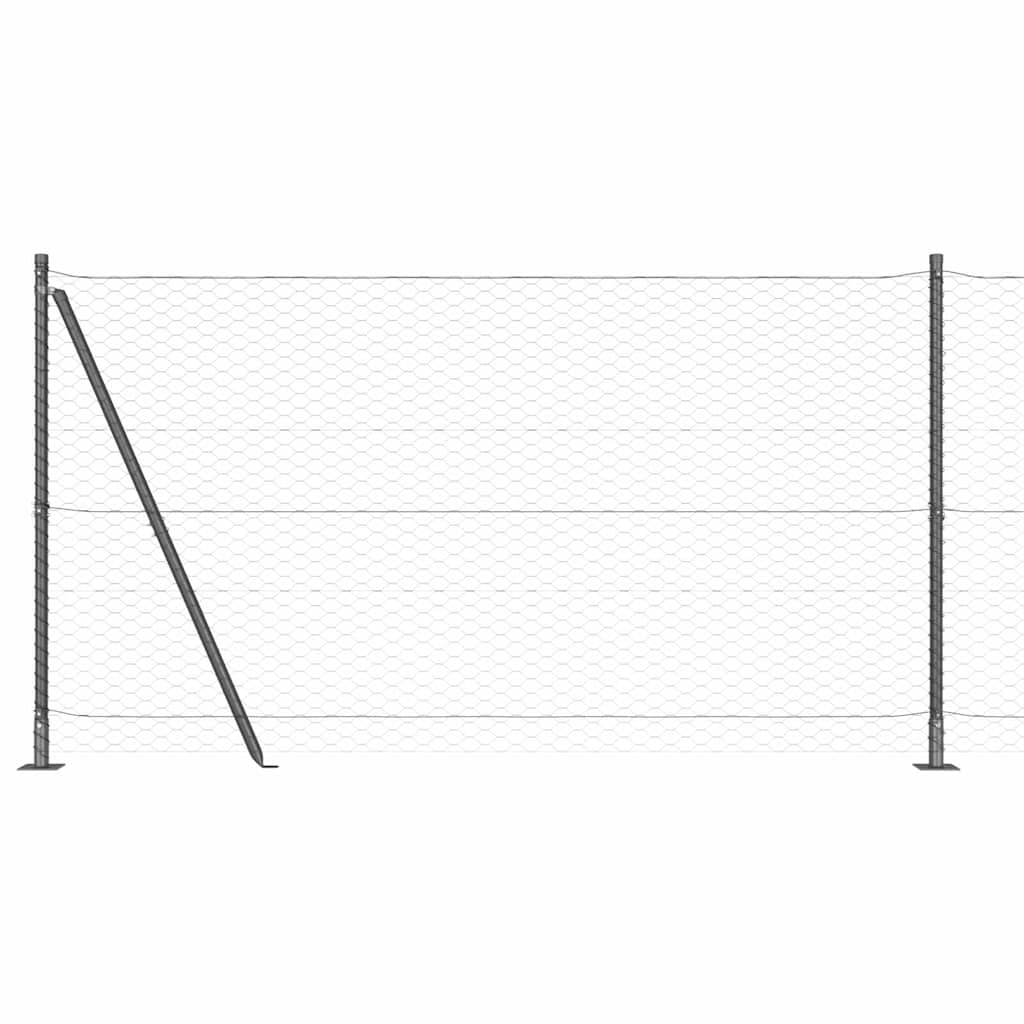 Zaunpfosten Grau 10 x 1,2 m (36 mm Netz) Stahl und PVC