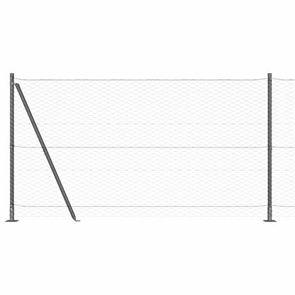 Zaunpfosten Grau 10 x 1,2 m (36 mm Netz) Stahl und PVC