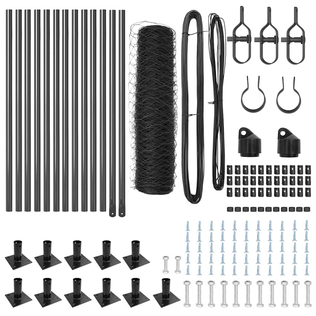Zaunpfosten Grau 25 x 0,5 m (50 mm Maschenweite) Stahl