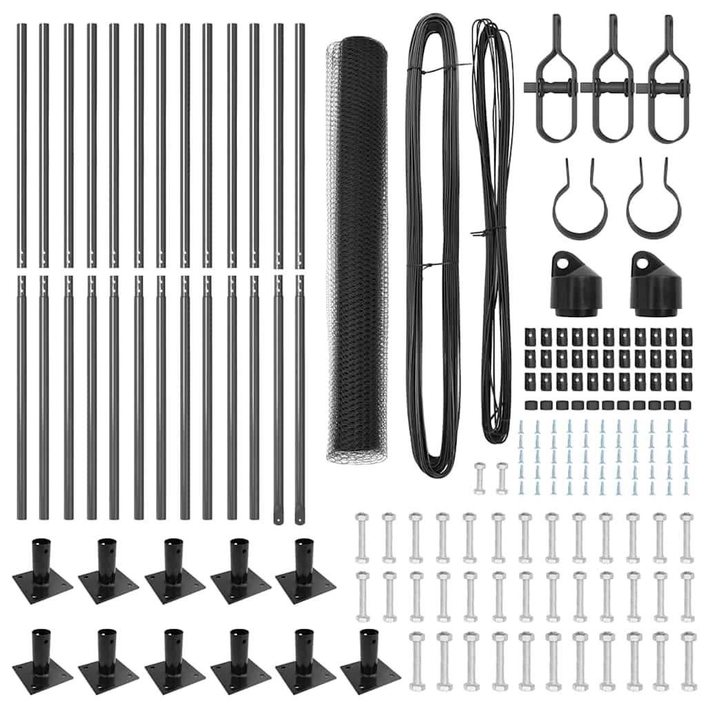 Zaunpfosten Grau 25 x 1 m (13 mm Gewebe) Stahl