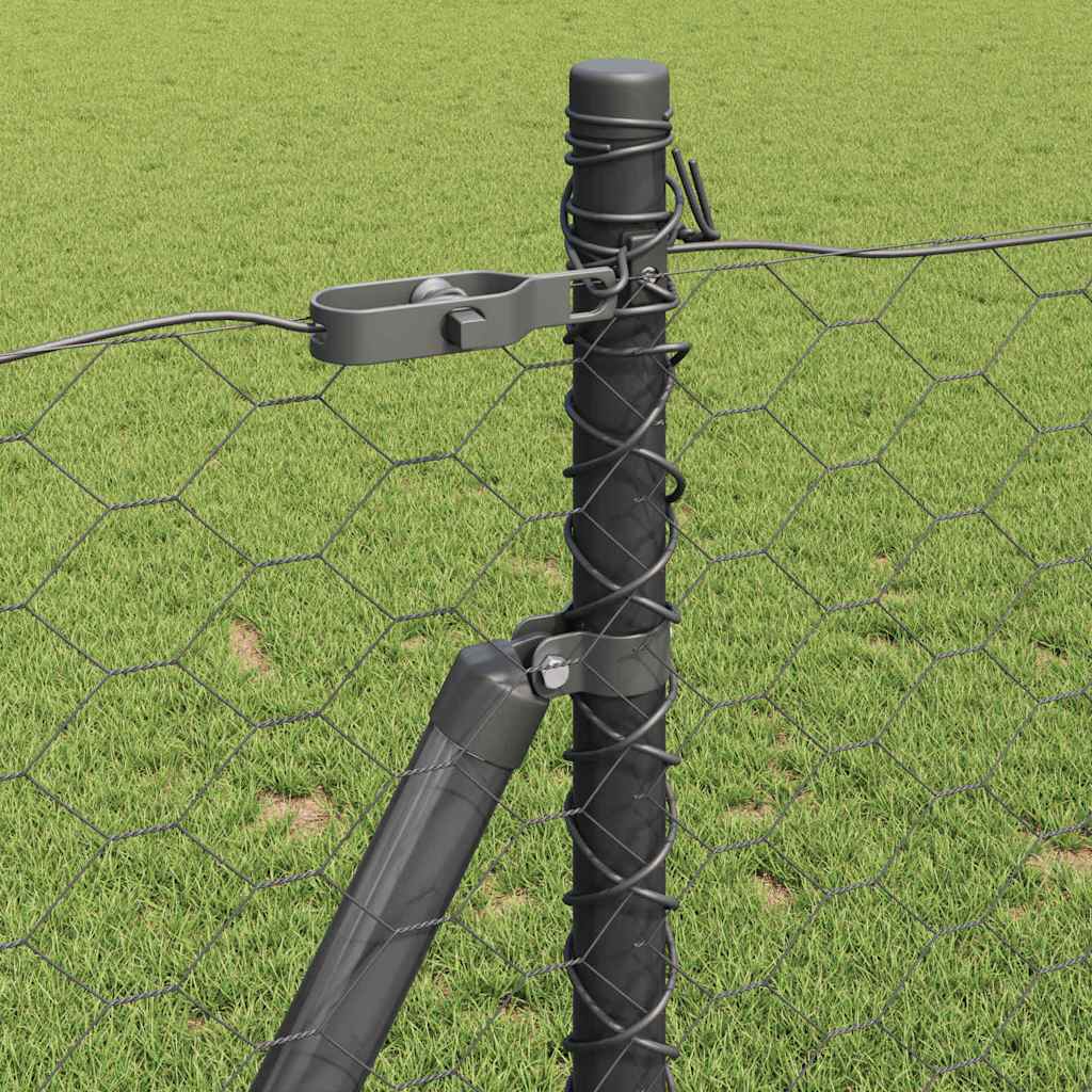 Zaunpfosten Grau 25 x 1 m (50 mm Maschen) Stahl