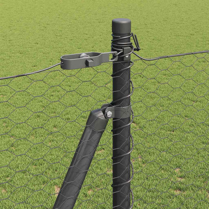 Zaunpfosten Grau 25 x 1,4 m (25 mm Netz) Stahl und PVC