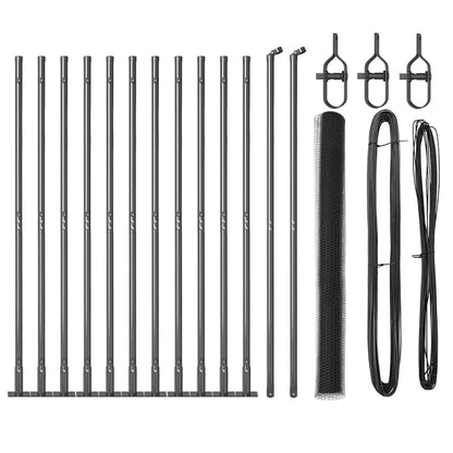 Zaunpfosten Grau 25 x 1,6 m (25 mm Netz) Stahl und PVC