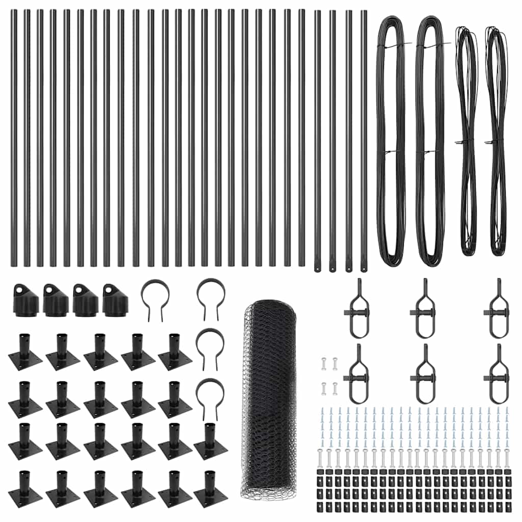 Zaunpfosten Grau 50 x 0,4 m (13 mm Netz) Stahl und PVC