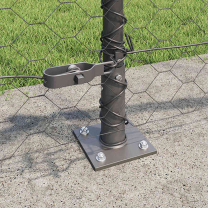 Zaunpfosten Grau 50 x 0,4 m (50 mm Netz) Stahl und PVC