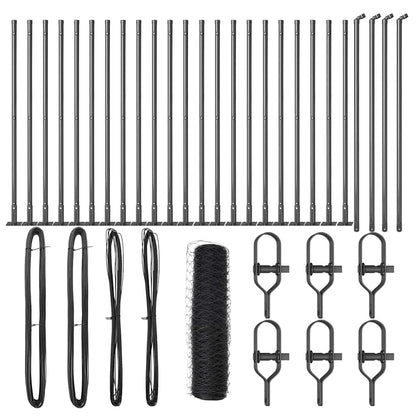 Zaunpfosten Grau 50 x 0,4 m (50 mm Netz) Stahl und PVC