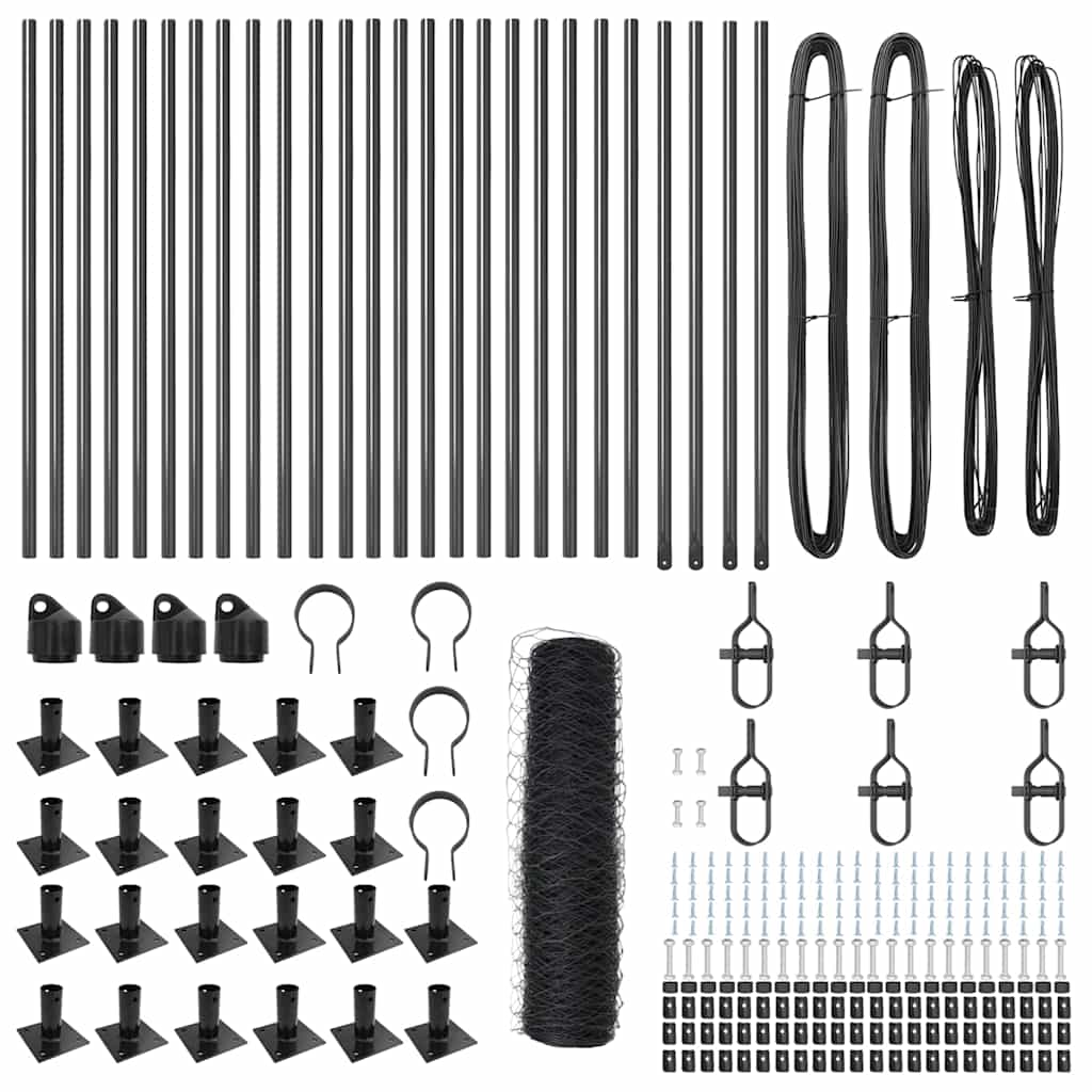 Zaunpfosten Grau 50 x 0,4 m (50 mm Netz) Stahl und PVC