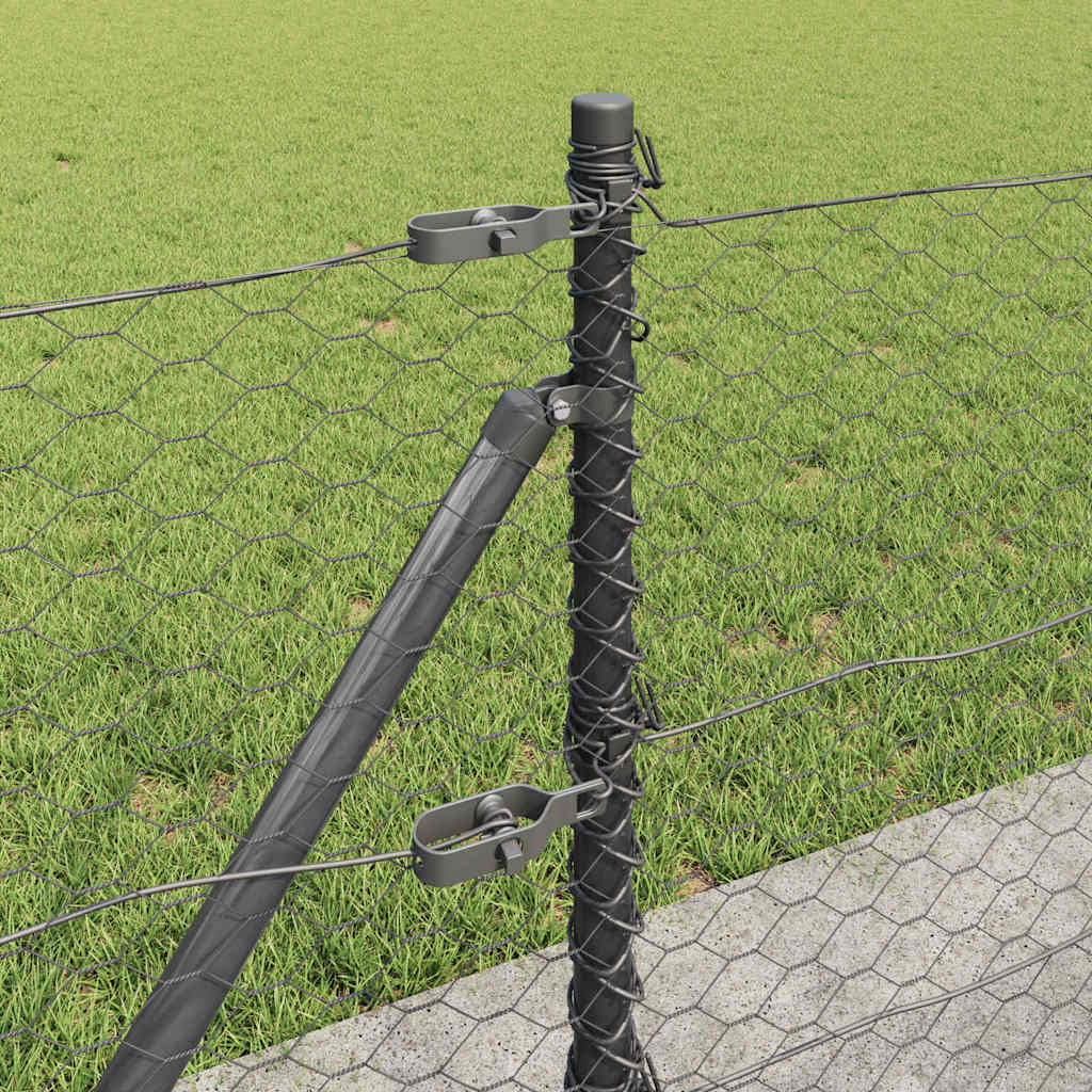 Zaunpfosten Grau 50 x 0,6 m (36 mm Mesh) Stahl und PVC