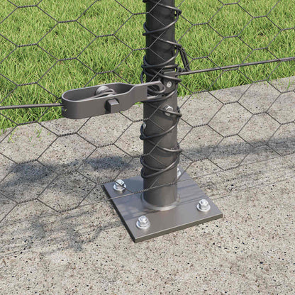 Zaunpfosten Grau 100 x 0,5 m (36 mm Maschenweite) Stahl und PVC