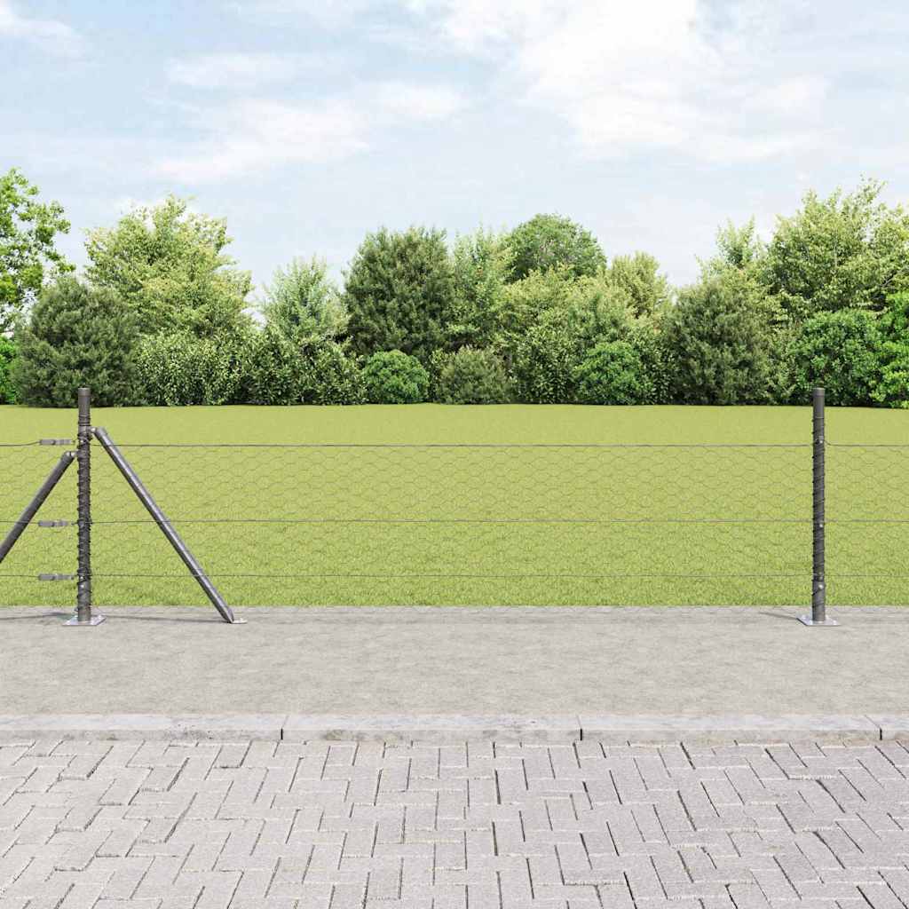 Zaunpfosten Grau 100 x 0,5 m (36 mm Maschenweite) Stahl und PVC