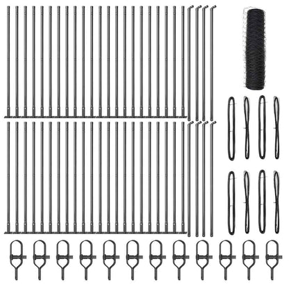 Zaunpfosten Grau 100 x 0,5 m (36 mm Maschenweite) Stahl und PVC