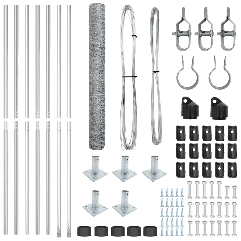 Zaunpfosten Silber 10 x 0,8 m (36 mm Mesh) Stahl