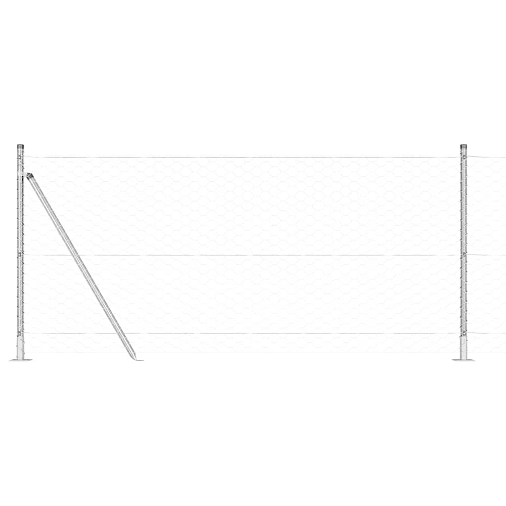 Zaunpfosten Silber 10 x 1 m (50 mm Netz) Stahl