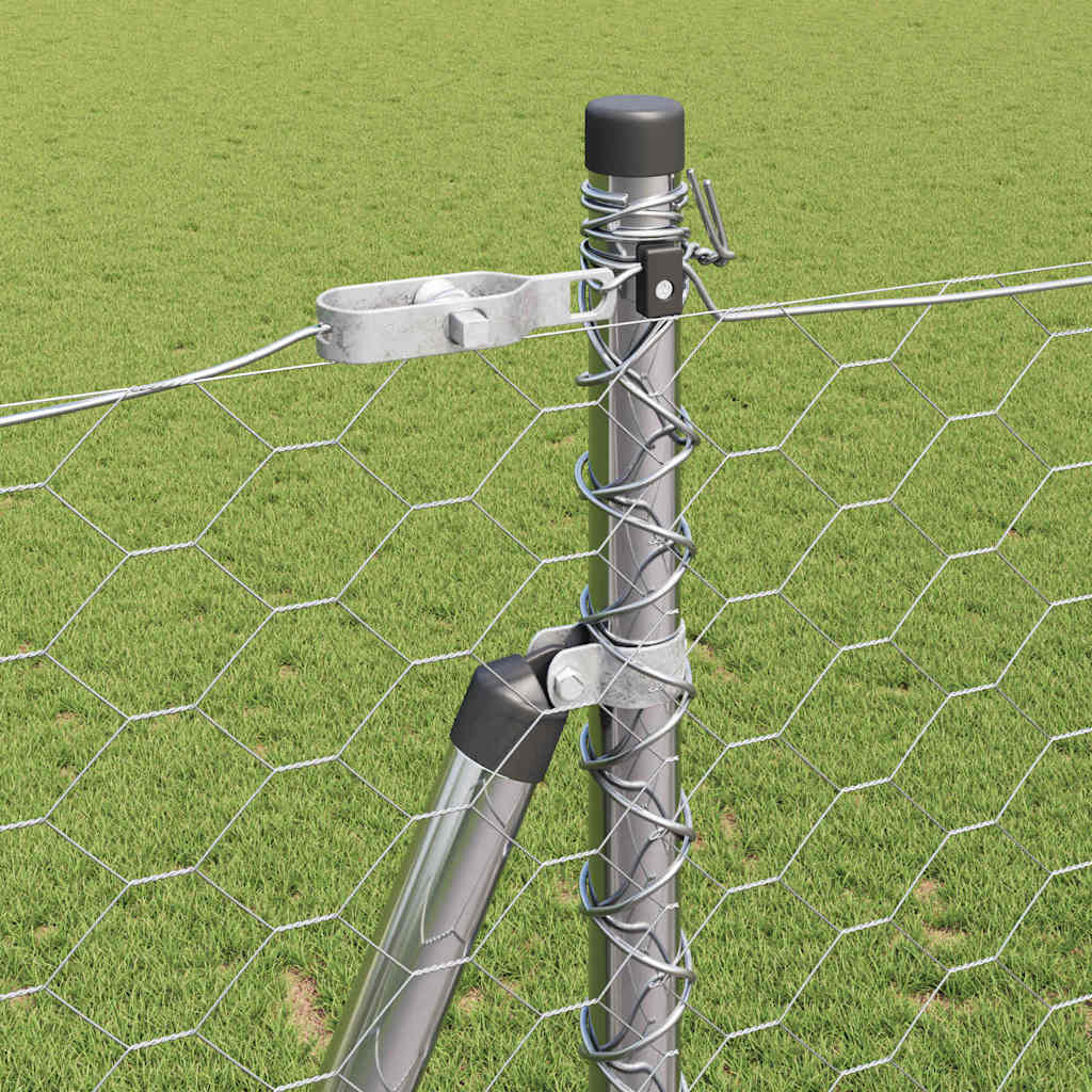 Zaunpfosten Silber 10 x 1,4 m (50 mm Maschen) Stahl