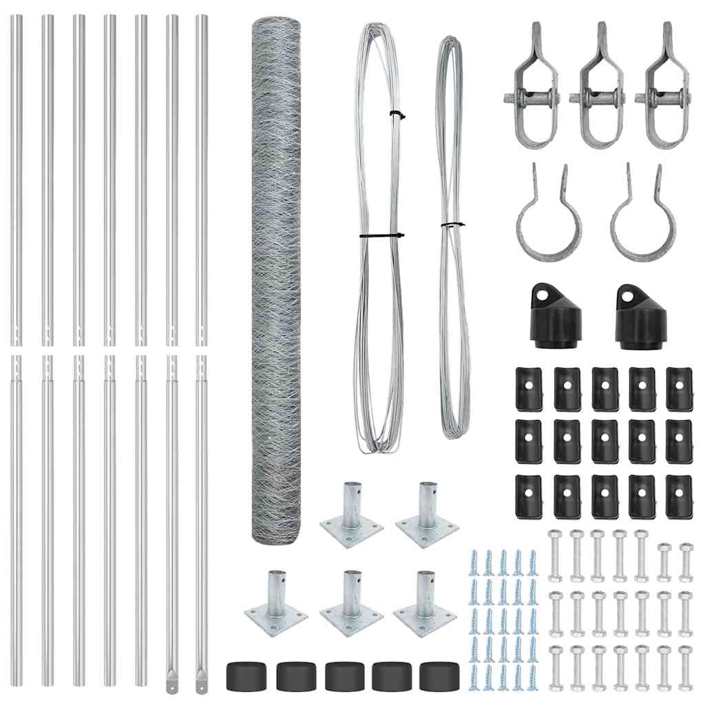 Zaunpfosten Silber 10 x 1,4 m (50 mm Maschen) Stahl