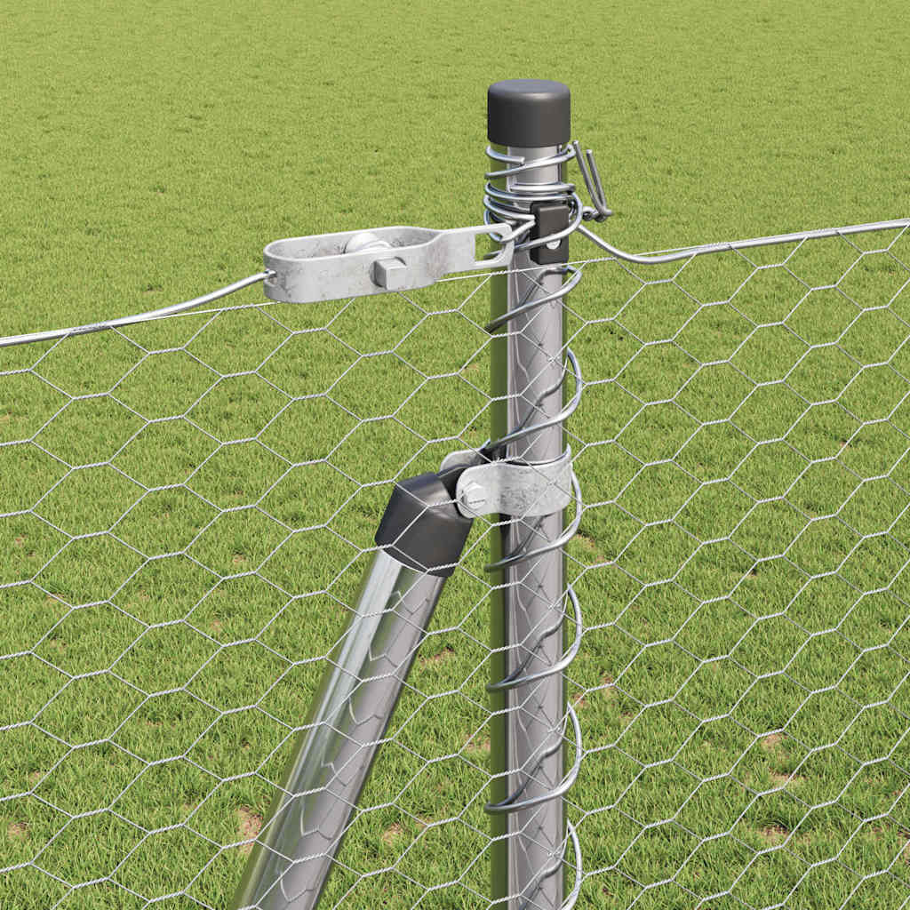 Zaunpfosten Silber 10 x 1,5 m (25 mm Maschen) Stahl