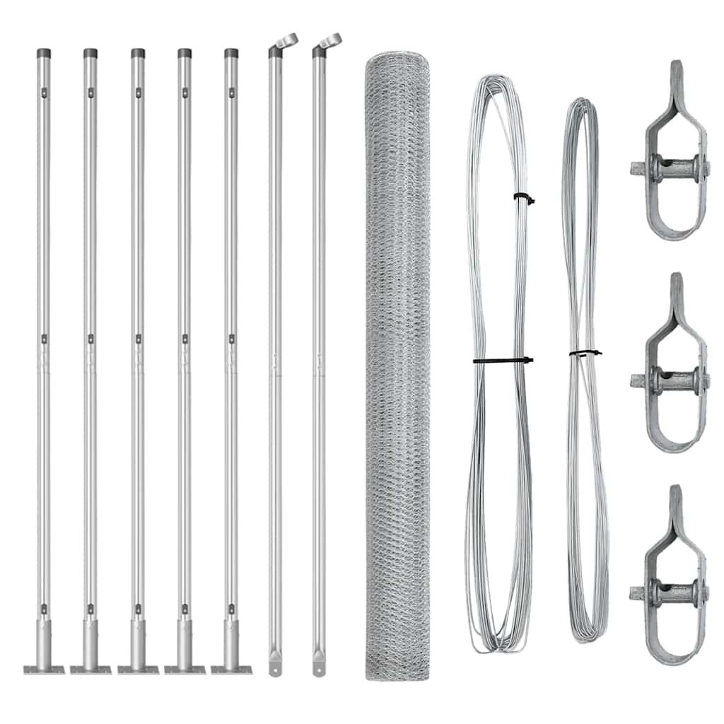 Zaunpfosten Silber 10 x 1,6 m (13 mm Netz) Stahl