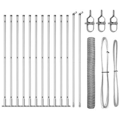 Zaunpfosten Silber 25 x 1,2 m (36 mm Netz) Stahl