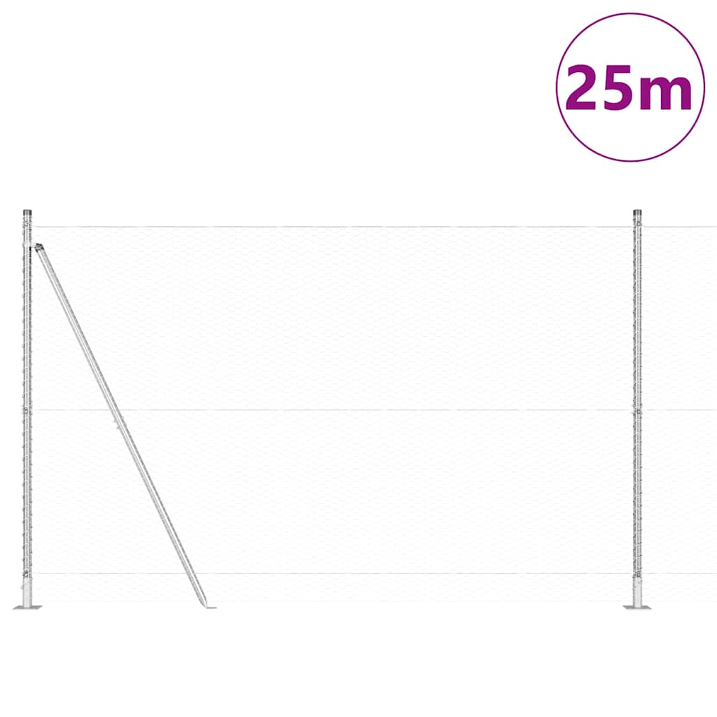 Zaunpfosten Silber 25 x 1,5 m (25 mm Gitter) Stahl
