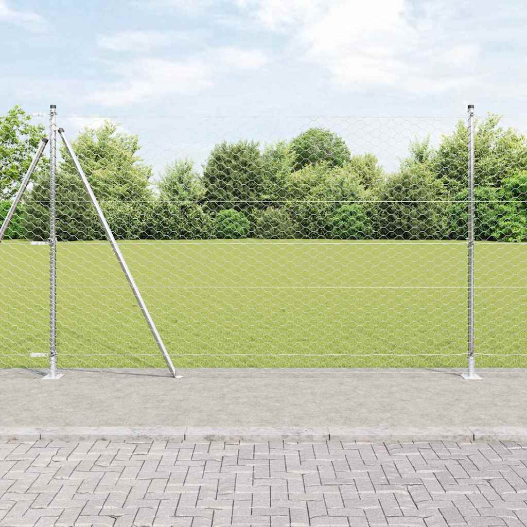 Zaunpfosten Silber 25 x 1,5 m (50 mm Maschen) Stahl