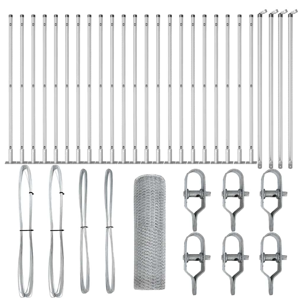 Zaunpfosten Silber 50 x 0,4 m (25 mm Netz) Stahl