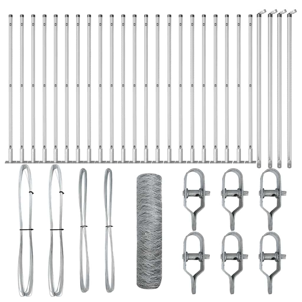 Zaunpfosten Silber 50 x 0,4 m (36 mm Maschen) Stahl