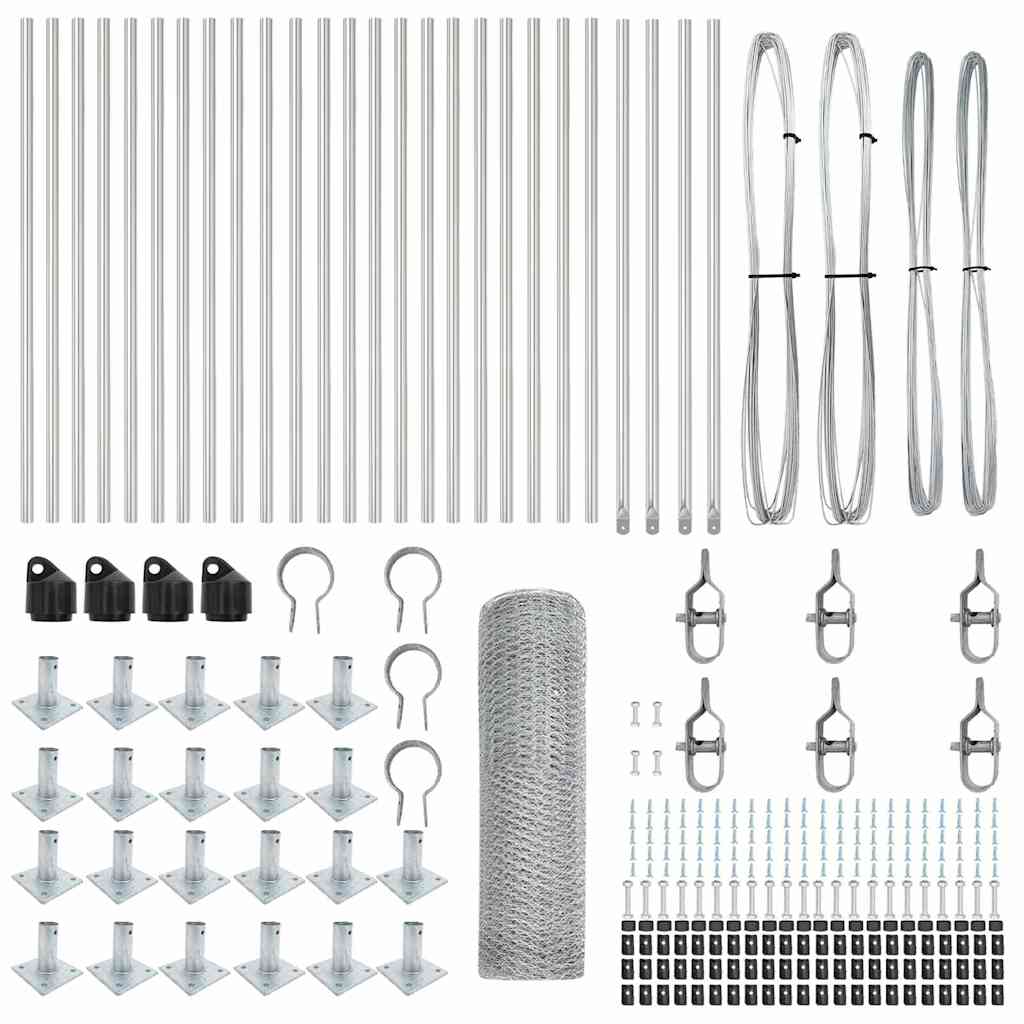 Zaunpfosten Silber 50 x 0,5 m (25 mm Maschen) Stahl