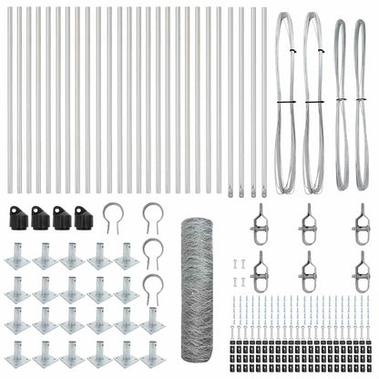 Zaunpfosten Silber 50 x 0,8 m (50 mm Maschen) Stahl