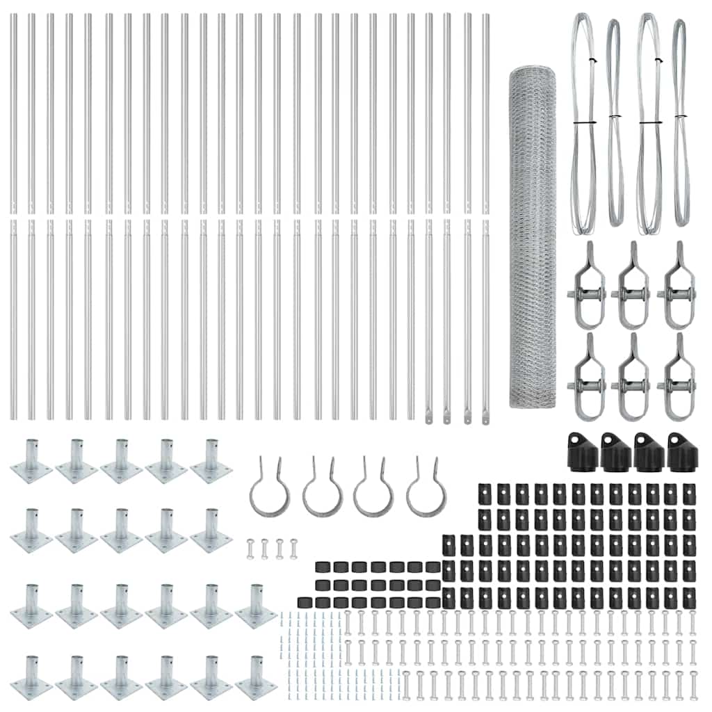 Zaunpfosten Silber 50 x 1,2 m (13 mm Gitter) Stahl