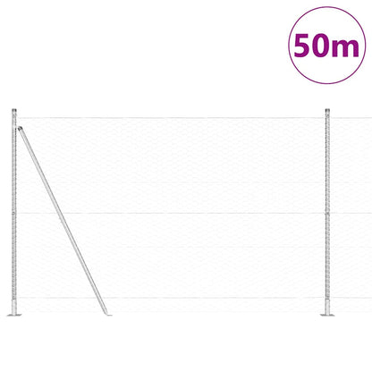 Zaunpfosten Silber 50 x 1,4 m (36 mm Netz) Stahl