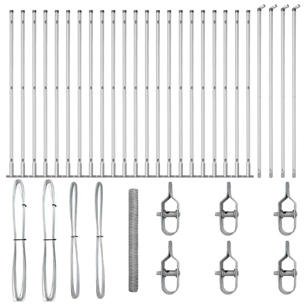 Zaunpfosten Silber 50 x 1,5 m (50 mm Maschen) Stahl