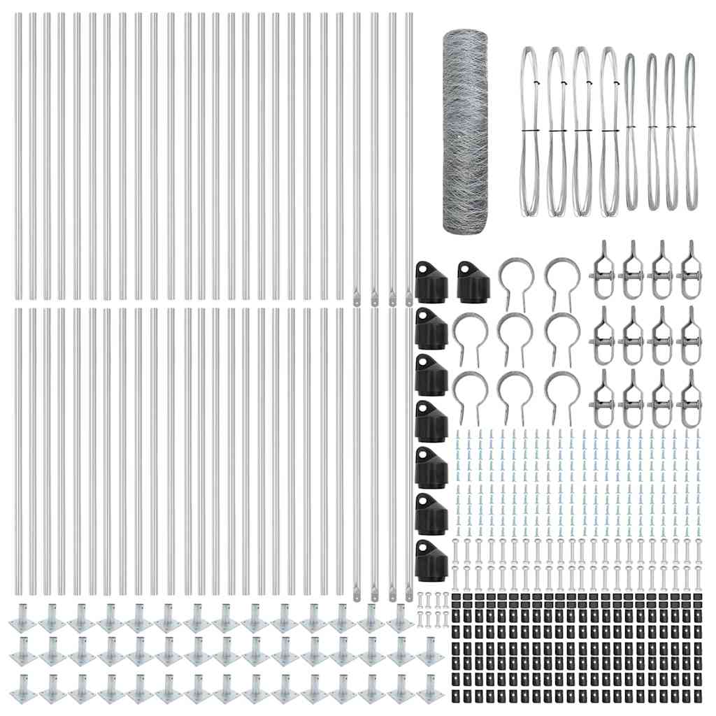 Zaunpfosten Silber 100 x 0,8 m (50 mm Maschen) Stahl