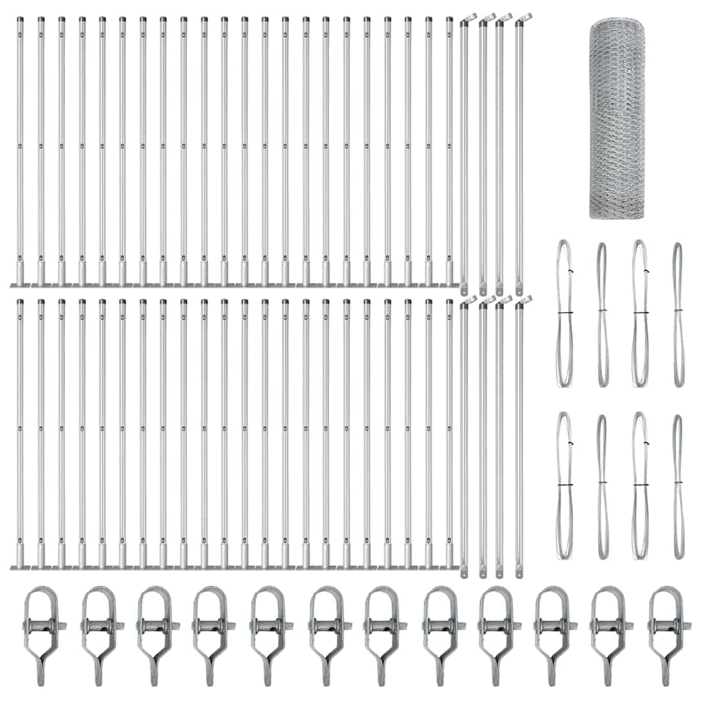 Zaunpfosten Silber 100 x 1 m (13 mm Maschenweite) Stahl