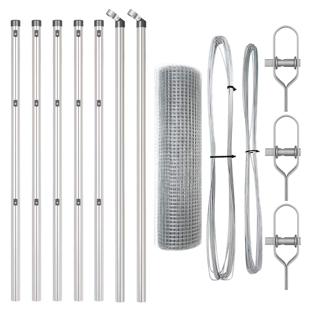 Zaunpfosten Silber 10 x 0,4 m (16 x 16 mm Maschen) Stahl