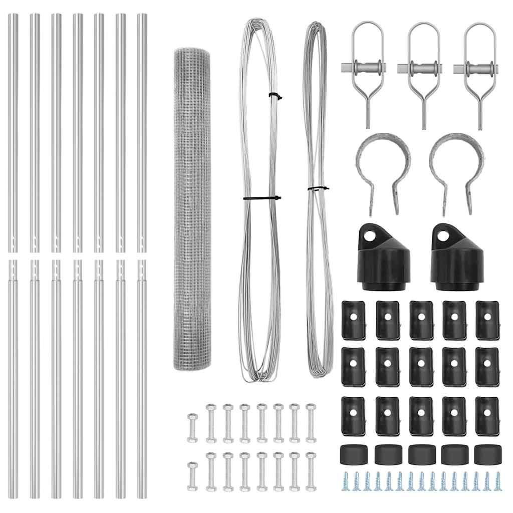 Zaunpfosten Silber 10 x 1 m (19 x 19 mm Maschen) Stahl