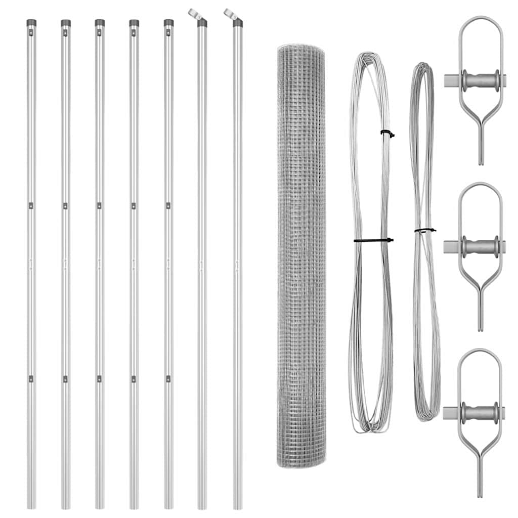 Zaunpfosten Silber 10 x 1,2 m (16 x 16 mm Netz) Stahl