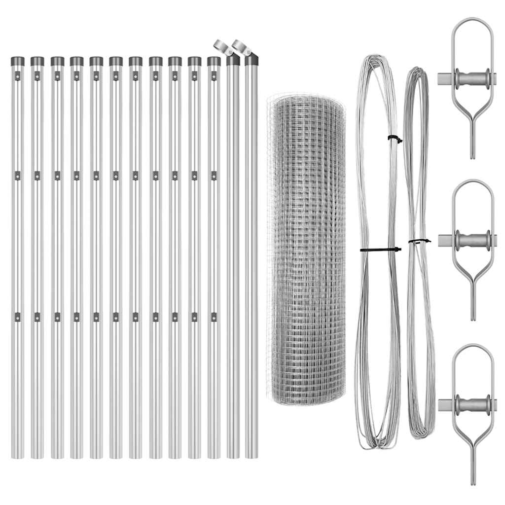 Zaunpfosten Silber 25 x 0,4 m (16 x 16 mm Masche) Stahl