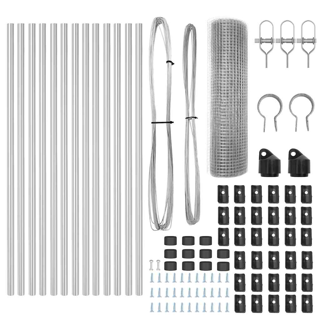 Zaunpfosten Silber 25 x 0,6 m (16 x 16 mm Draht) Stahl