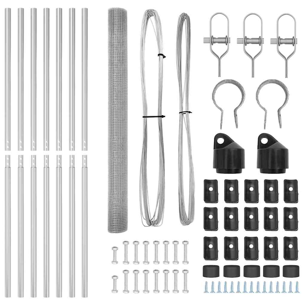 Zaunpfosten Silber 25 x 1,5 m (19 x 19 mm Masche) Stahl