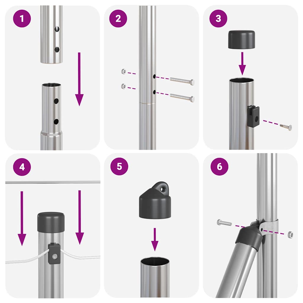 Zaunpfosten Silber 25 x 1,6 m (16 x 16 mm Netz) Stahl