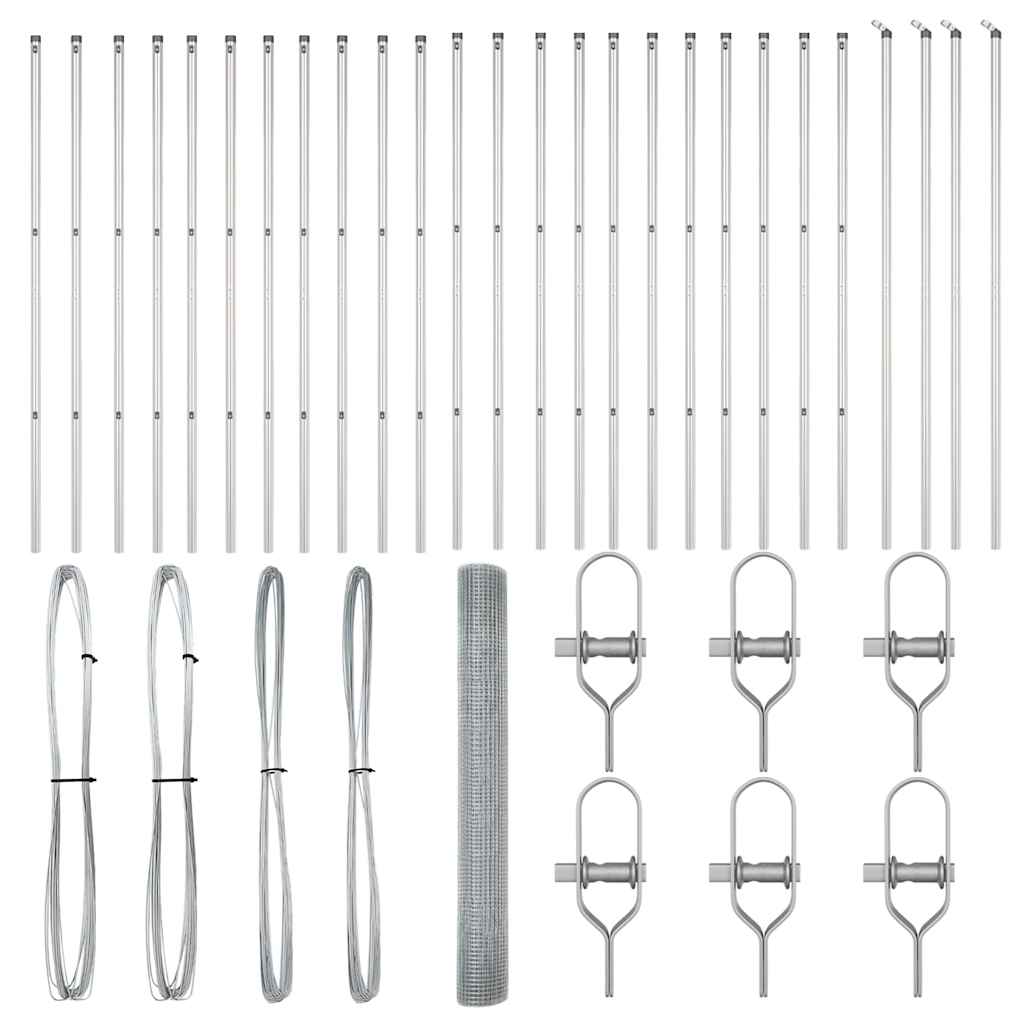 Zaunpfosten Silber 50 x 1 m (25 x 25 mm Masche) Stahl