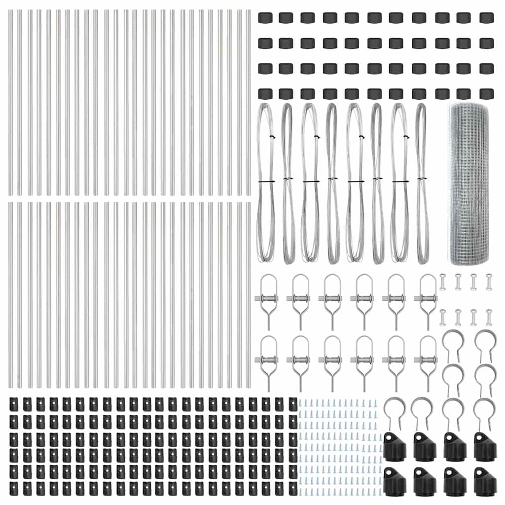 Zaunpfosten Silber 100 x 0,8 m (25 x 25 mm Maschendraht) Stahl