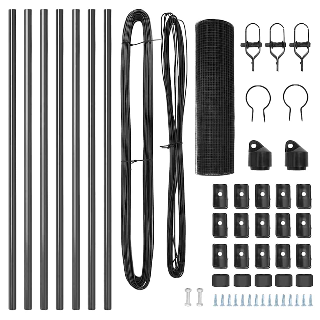 Zaunpfosten Grau 10 x 0,5 m (25 x 25 mm Netz) Stahl