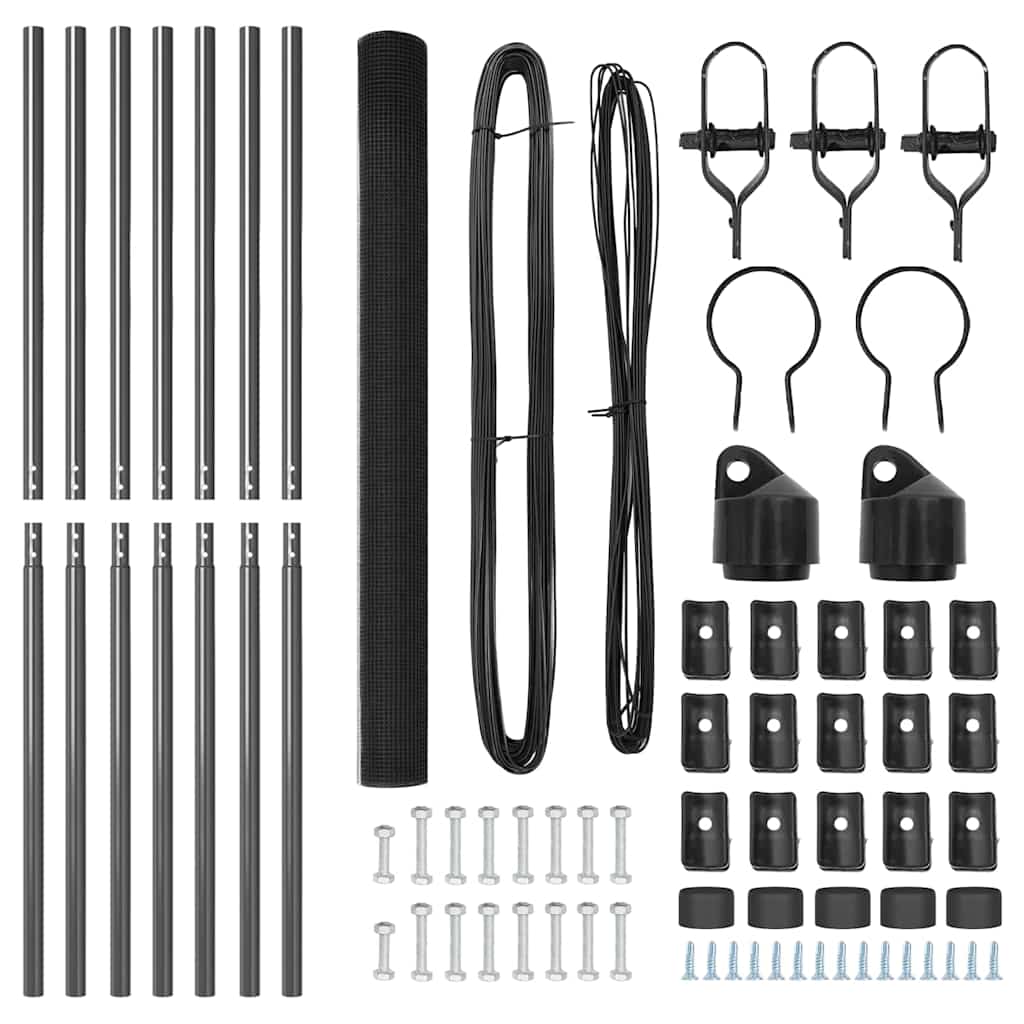 Zaunpfosten Grau 10 x 1,6 m (16 x 16 mm Maschenweite)