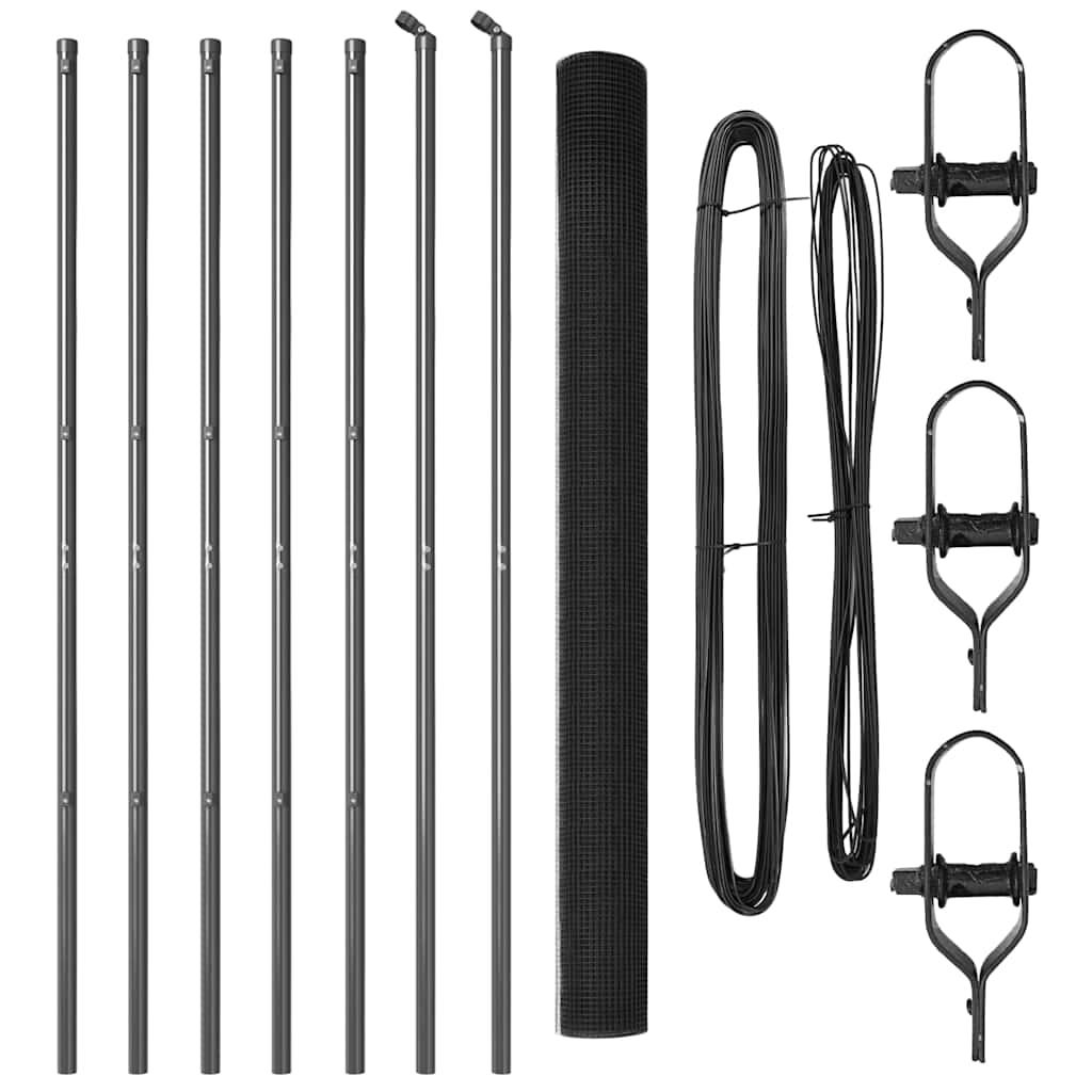 Zaunpfosten Grau 10 x 1,6 m (25 x 25 mm Maschenweite)